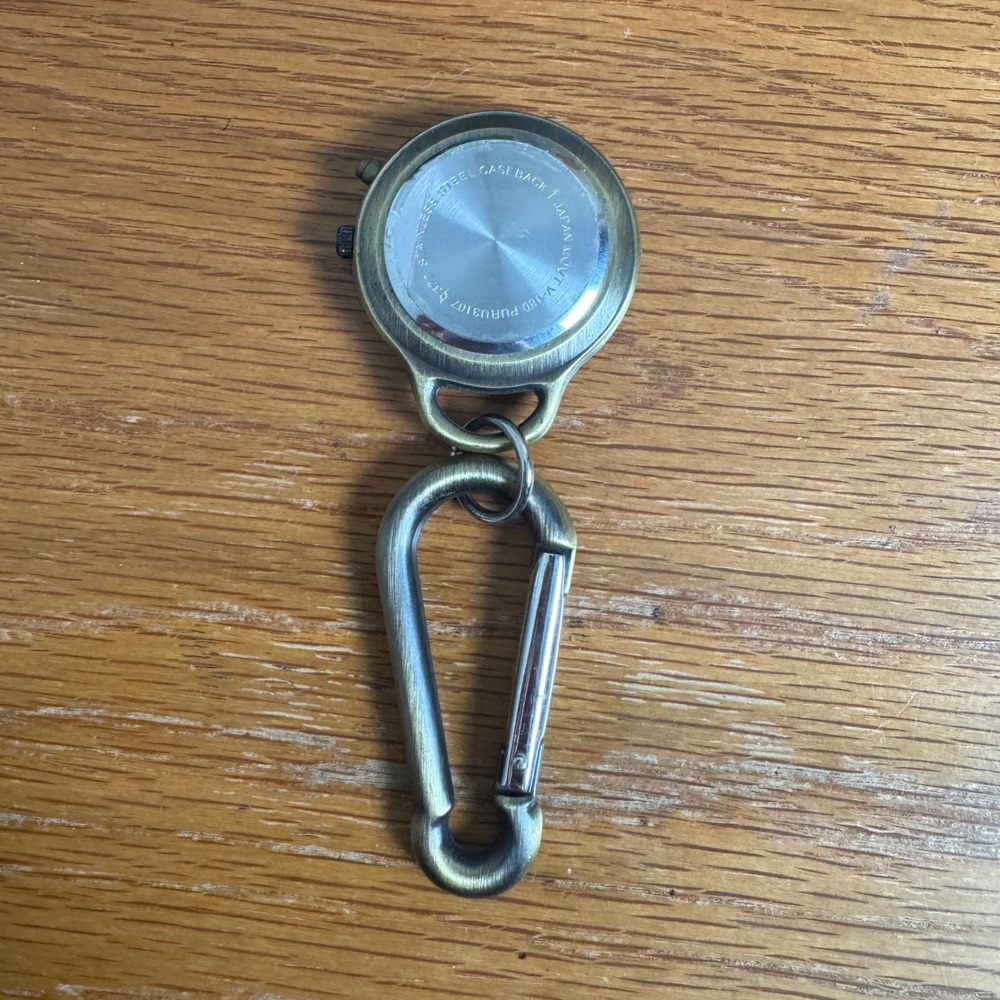 Vintage Bronze Carabiner Clip Watch Japan Movt PURU3107 V-180 Quartz Field Watch - Picture 4 of 5